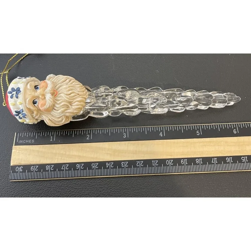 Silvestri Santa Icicle Acrylic‎ Resin Rustic Christmas Holiday Ornament Set Of 2
